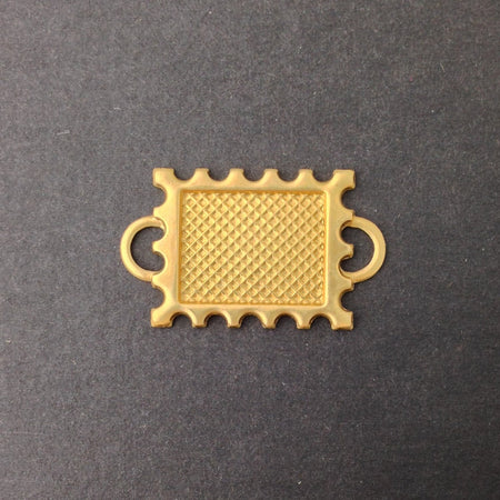2 Loop Raw Brass Connector Setting Deep Scallop Edge 16x12mm (6) mtl358D