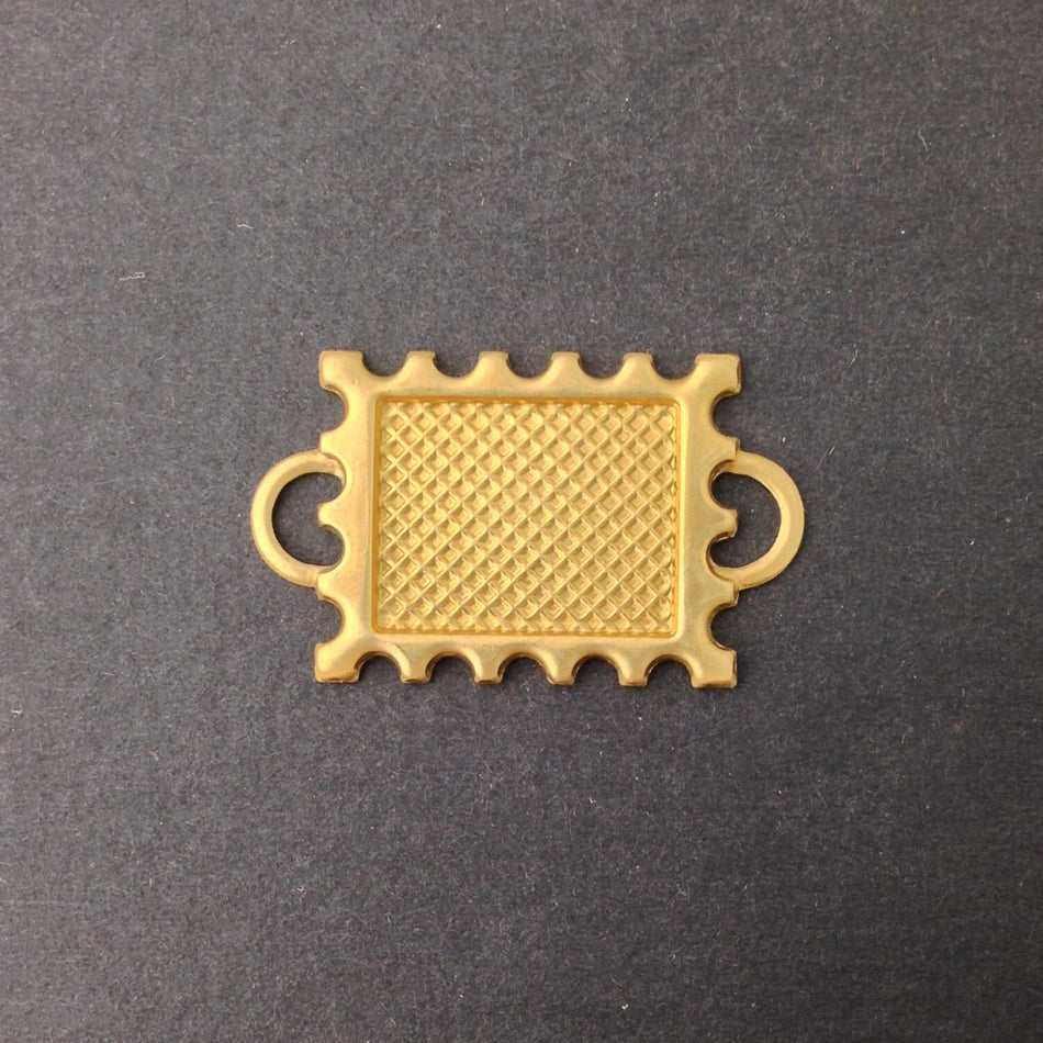 2 Loop Raw Brass Connector Setting Deep Scallop Edge 16x12mm (6) mtl358D