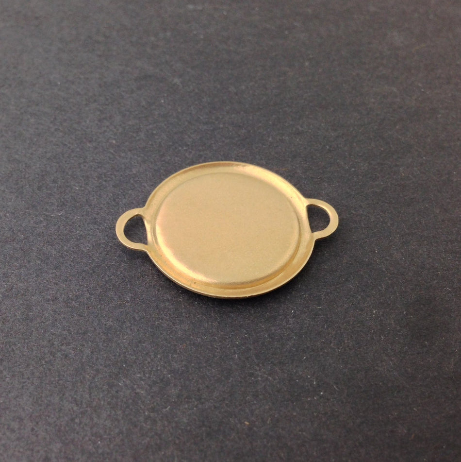 2 Loop Raw Brass Connector Setting Rolled Edge 18mm (6) mtl358