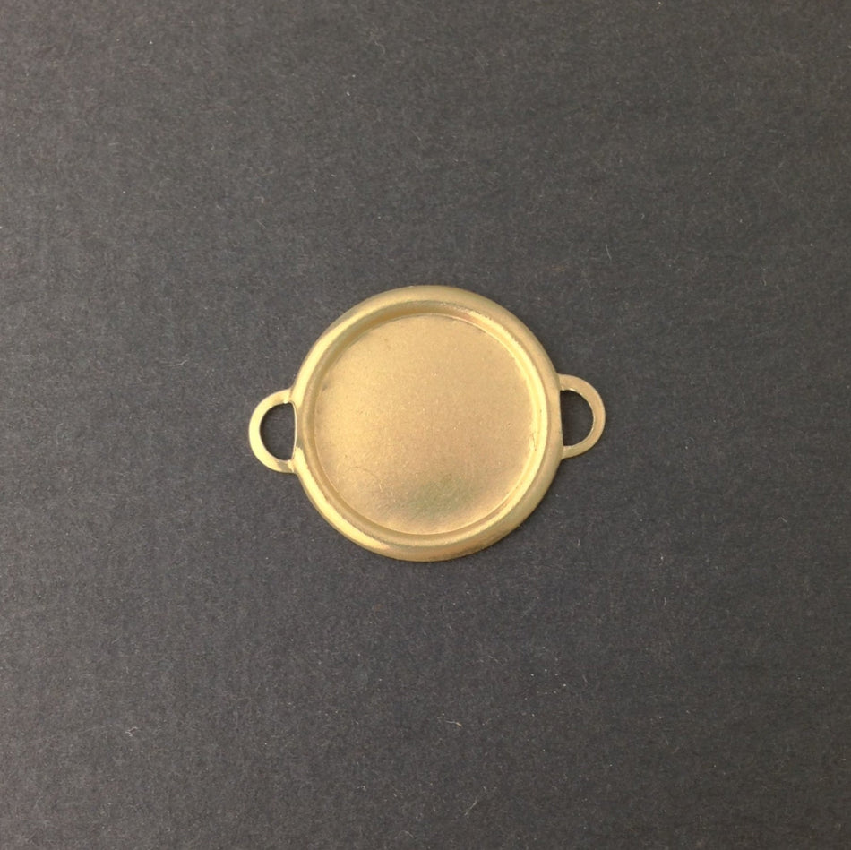 2 Loop Raw Brass Connector Setting Rolled Edge 18mm (6) mtl358