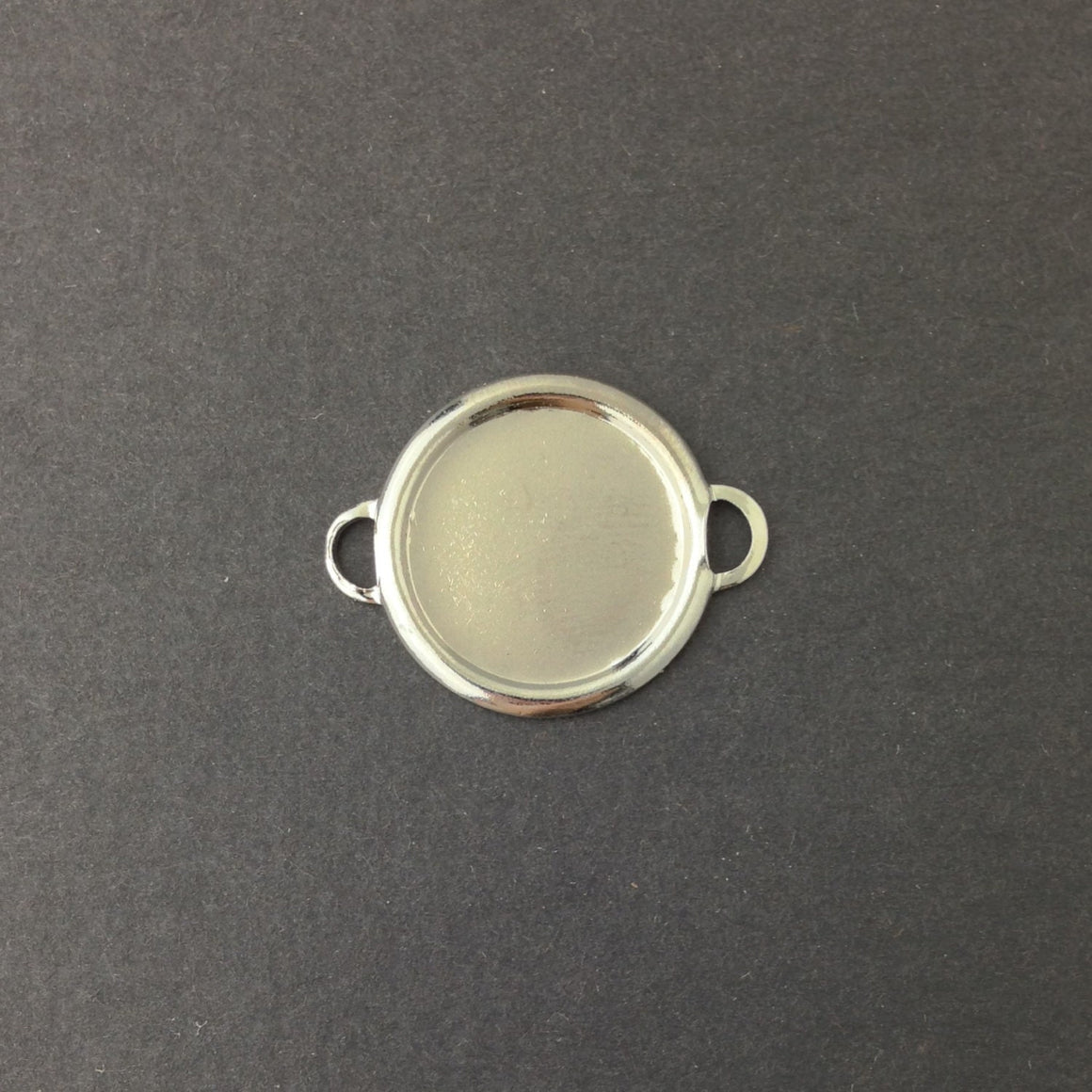 2 Loop Silver Plated Connector Setting Rolled Edge 18mm (6) mtl358F