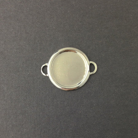 2 Loop Silver Plated Connector Setting Rolled Edge 18mm (6) mtl358F