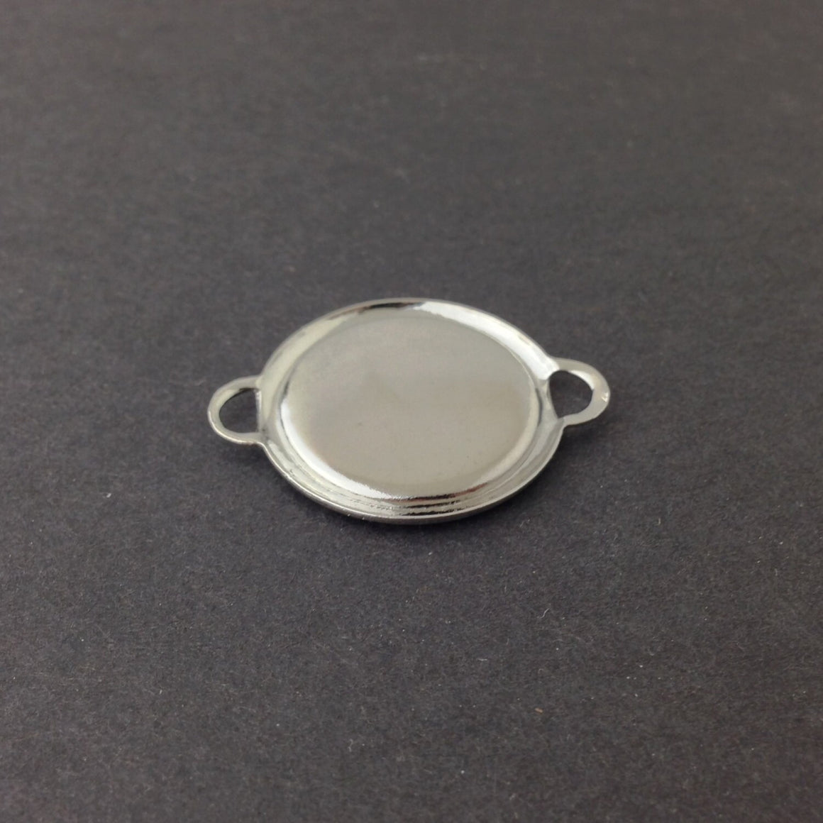 2 Loop Silver Plated Connector Setting Rolled Edge 18mm (6) mtl358F