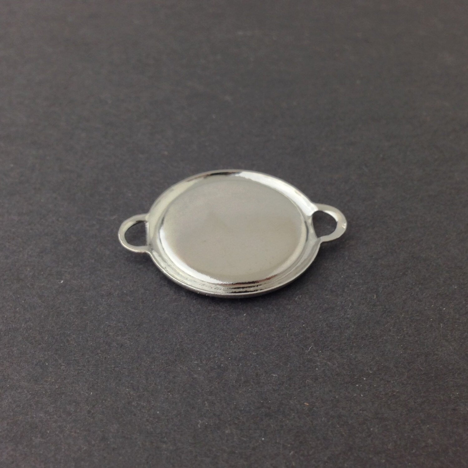 2 Loop Silver Plated Connector Setting Rolled Edge 18mm (6) mtl358F