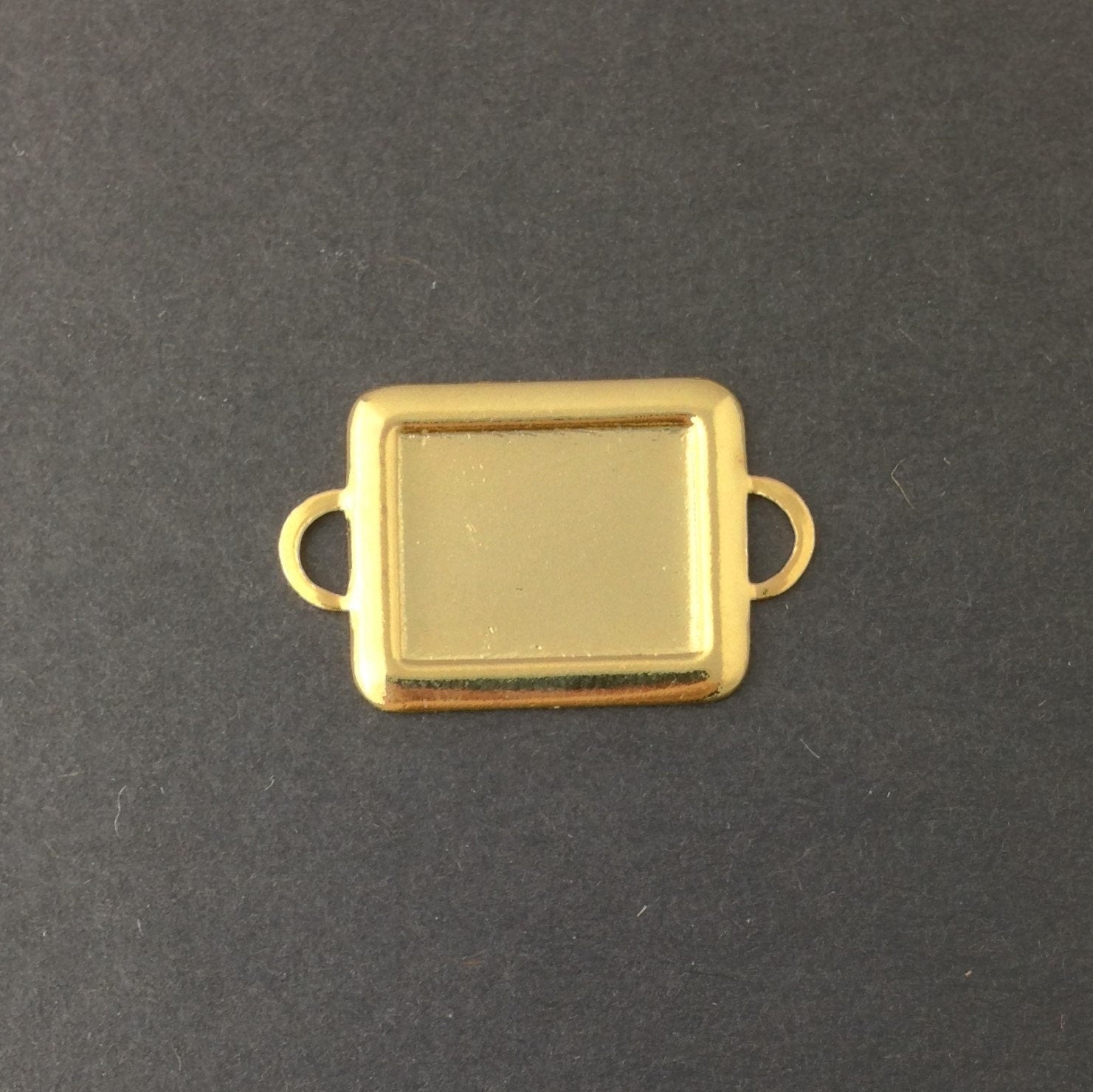 2 Loop Gold Plated Connector Setting Rolled Edge 16x12mm (6) mtl358T
