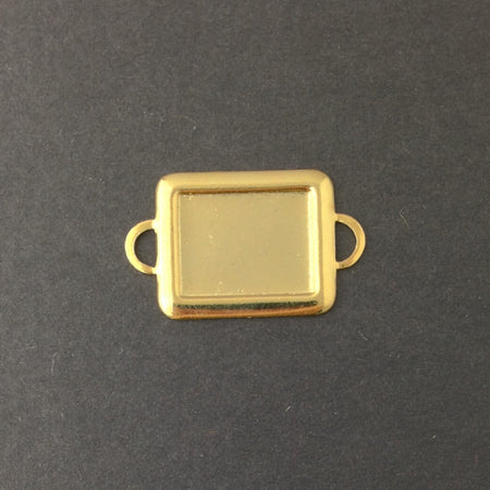 2 Loop Gold Plated Connector Setting Rolled Edge 16x12mm (6) mtl358T