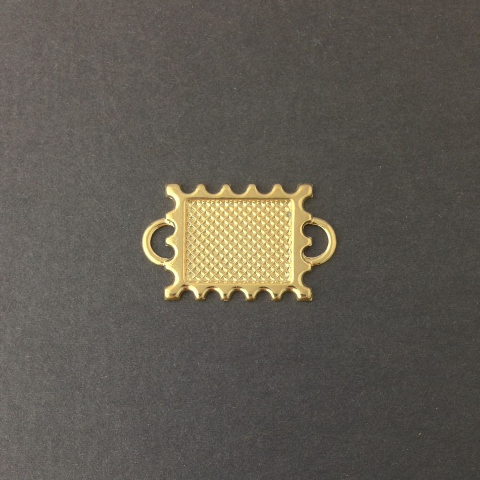 2 Loop Gold Plated Connector Setting Deep Scallop Edge 16x12mm (6) mtl358Q