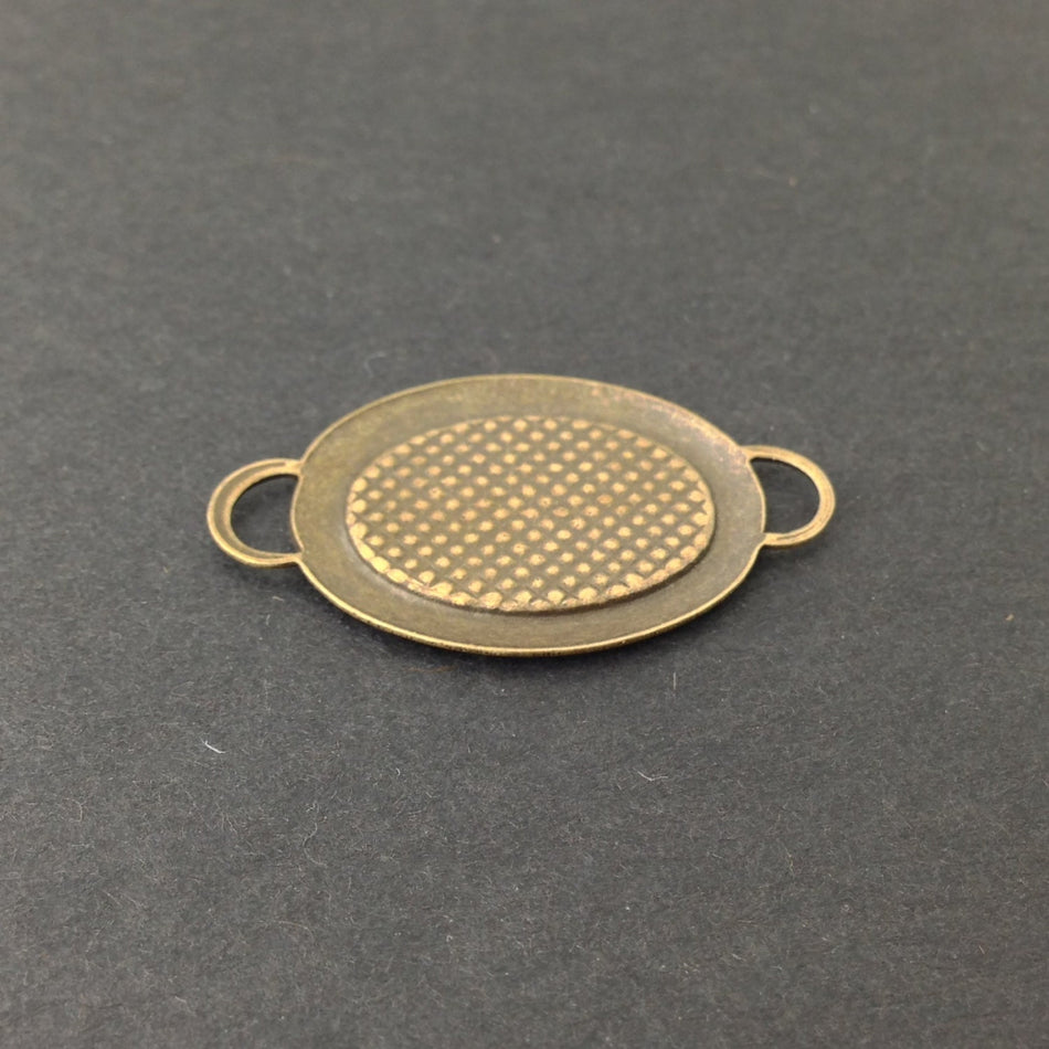 2 Loop Brass Ox Plated Connector Setting Rolled Edge 18x13mm (6) mtl358U