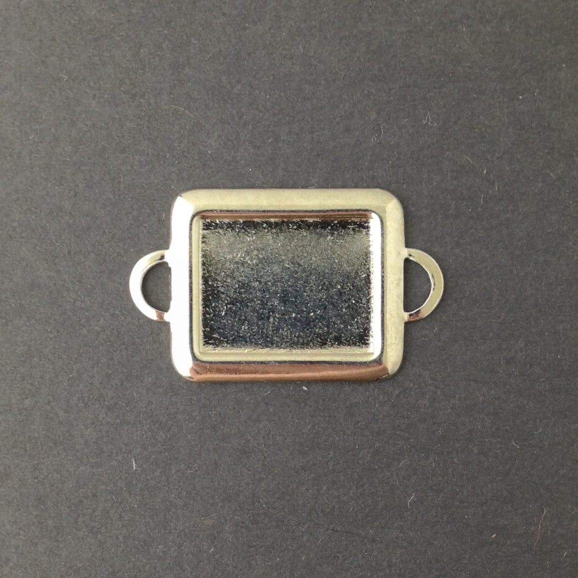 2 Loop Silver Plated Connector Setting Rolled Edge 16x12mm (6) mtl358J