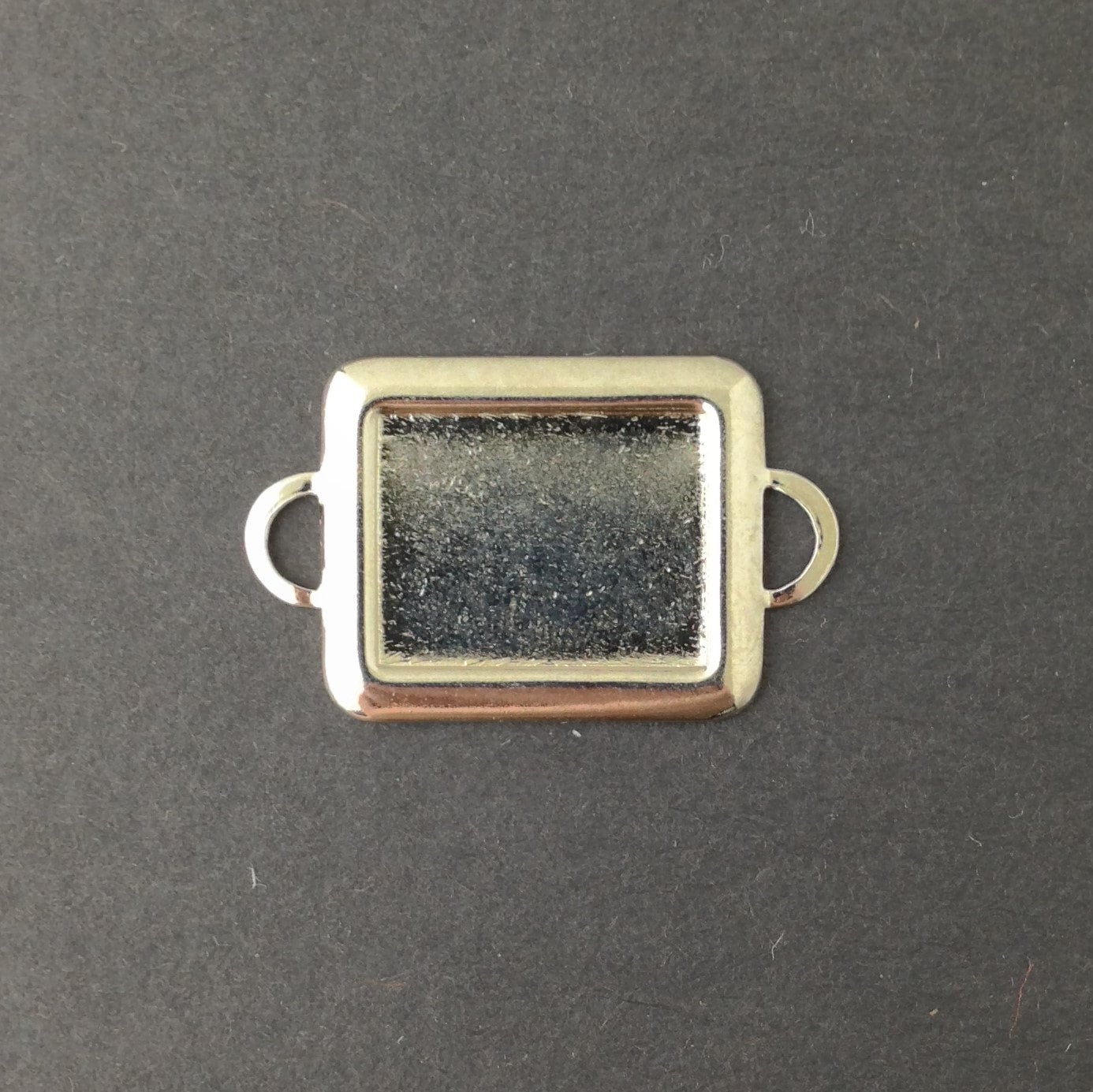 2 Loop Silver Plated Connector Setting Rolled Edge 16x12mm (6) mtl358J