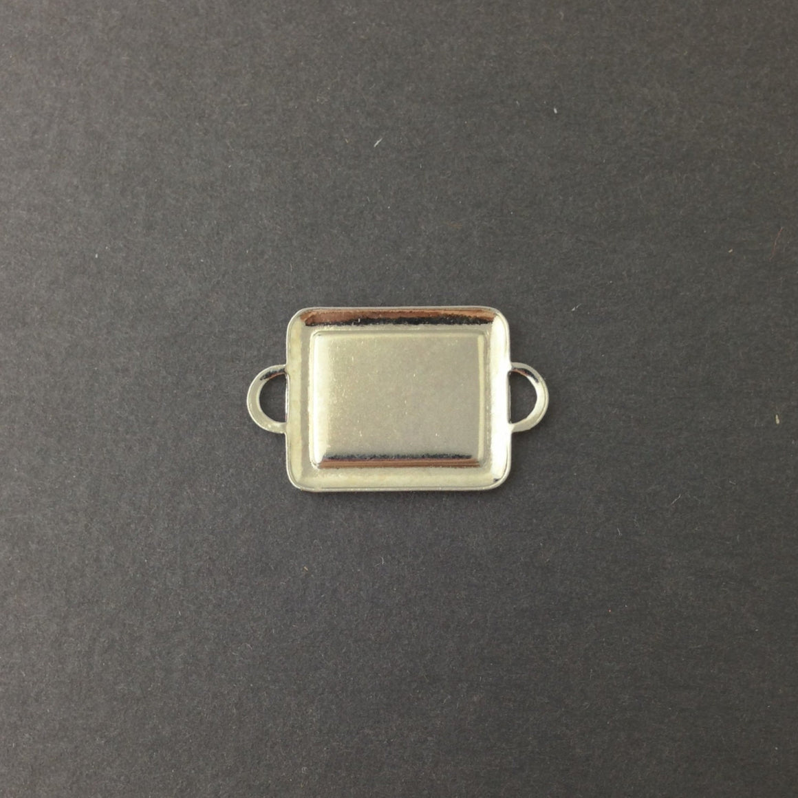 2 Loop Silver Plated Connector Setting Rolled Edge 16x12mm (6) mtl358J