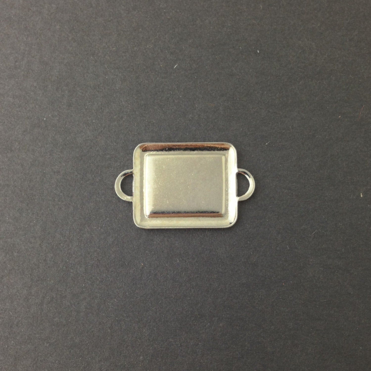 2 Loop Silver Plated Connector Setting Rolled Edge 16x12mm (6) mtl358J