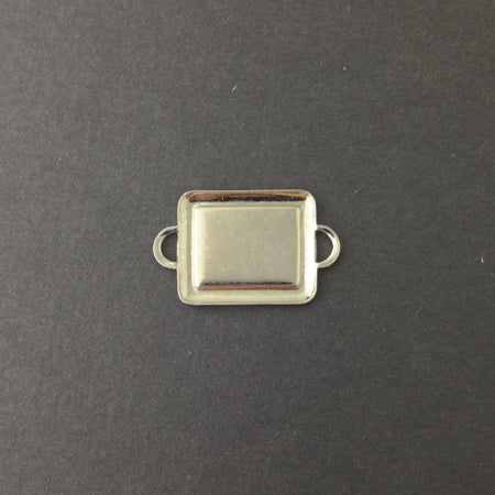 2 Loop Silver Plated Connector Setting Rolled Edge 16x12mm (6) mtl358J