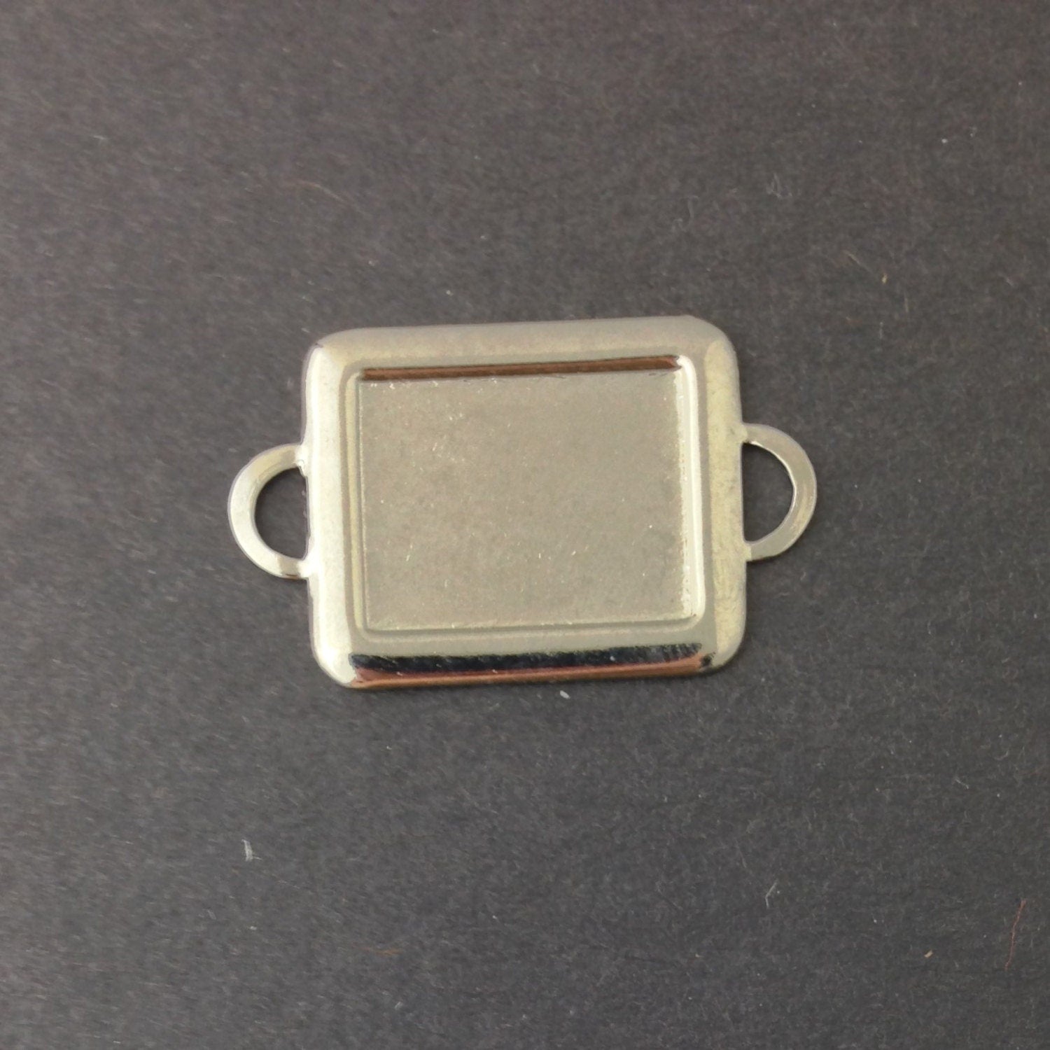 2 Loop Silver Plated Connector Setting Rolled Edge 16x12mm (6) mtl358J
