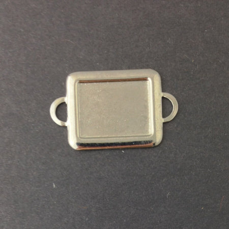 2 Loop Silver Plated Connector Setting Rolled Edge 16x12mm (6) mtl358J