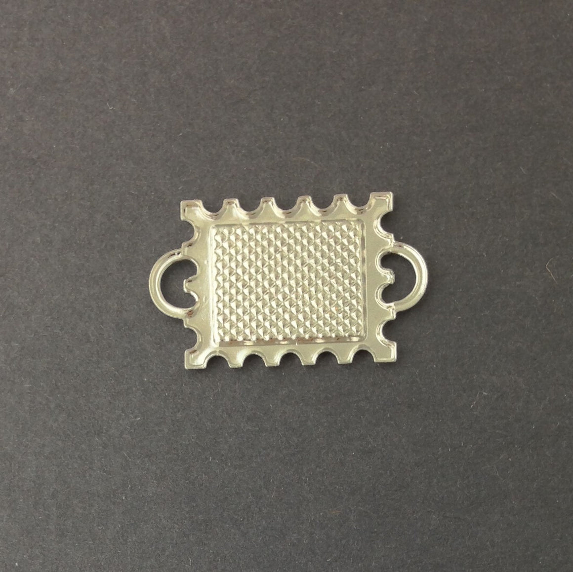 2 Loop Silver Plated Connector Setting Deep Scallop Edge 16x12mm (6) mtl358K