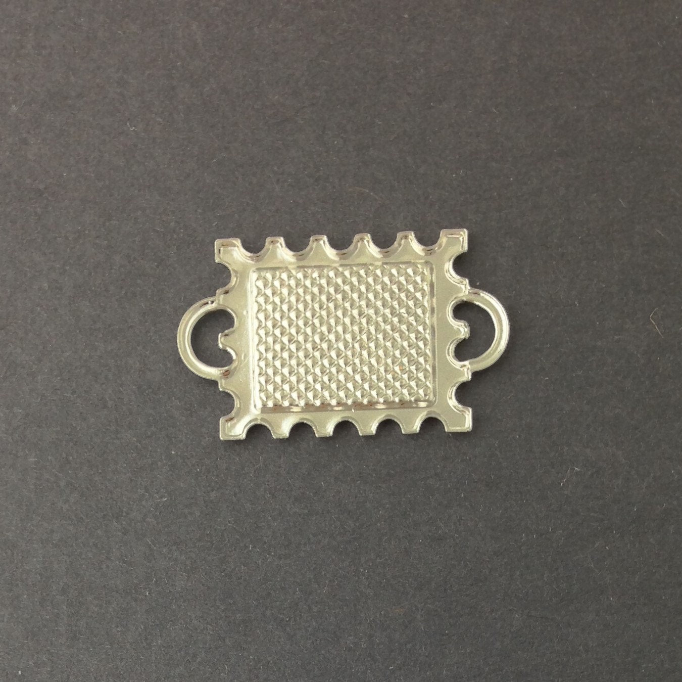 2 Loop Silver Plated Connector Setting Deep Scallop Edge 16x12mm (6) mtl358K