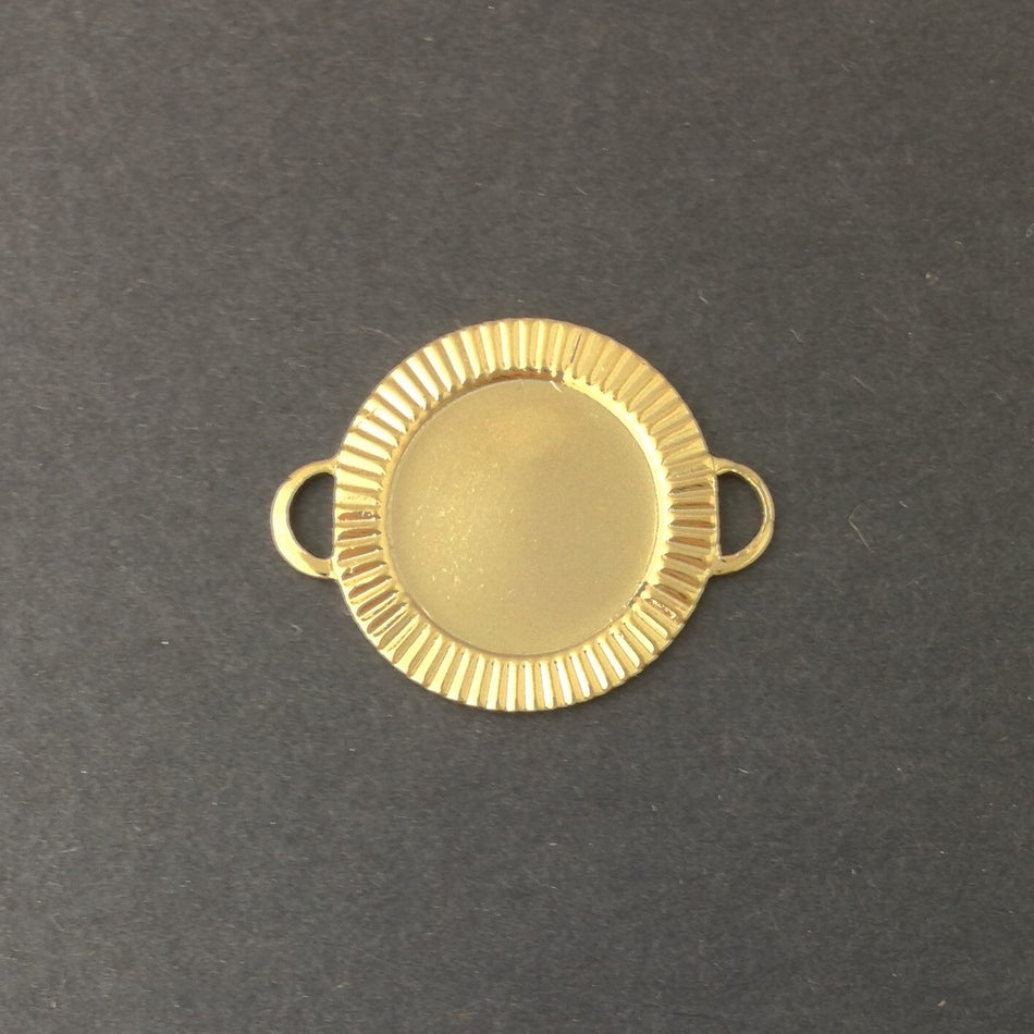 2 Loop Gold Plated Connector Setting Ribbed Edge 15mm (6) mtl358S