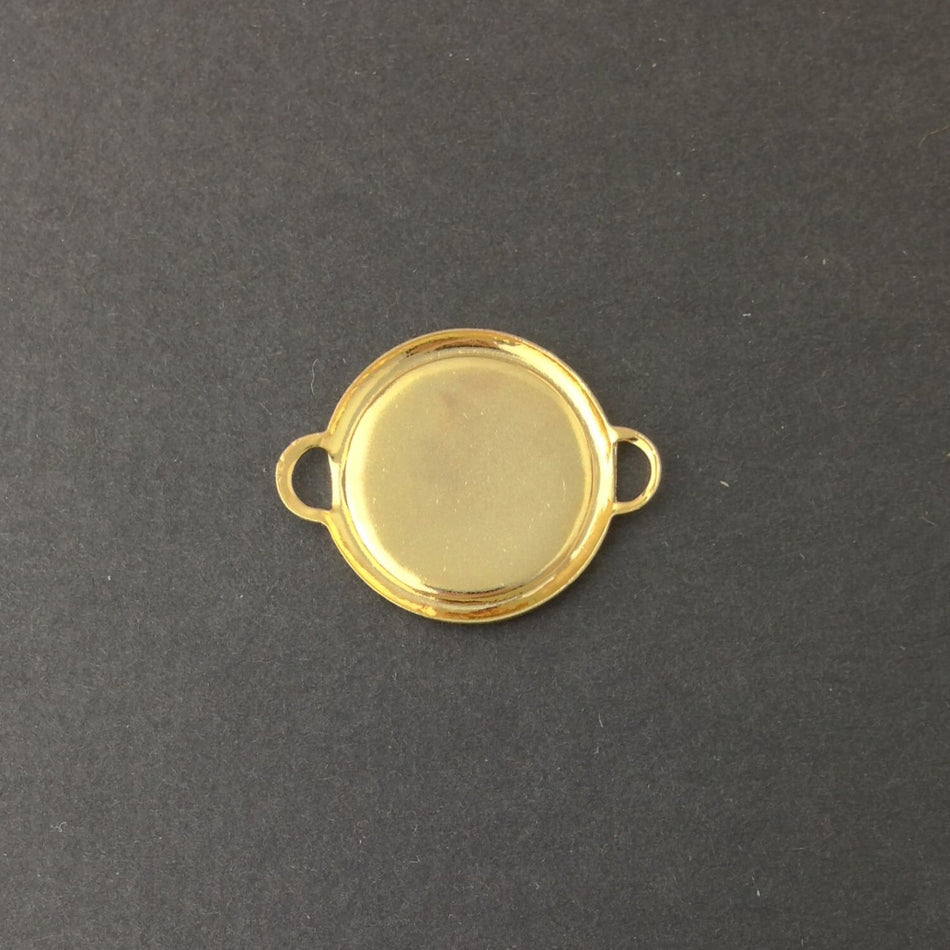 2 Loop Gold Plated Connector Setting Rolled Edge 18mm (6) mtl358M
