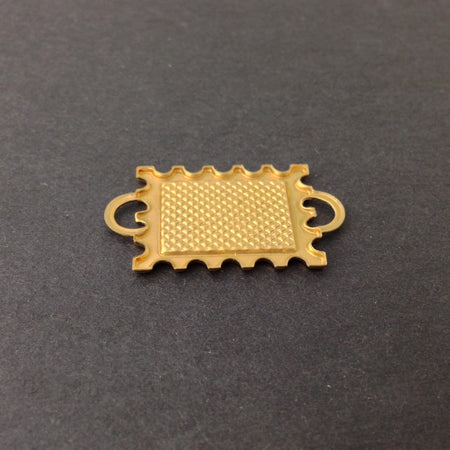 2 Loop Raw Brass Connector Setting Deep Scallop Edge 16x12mm (6) mtl358D