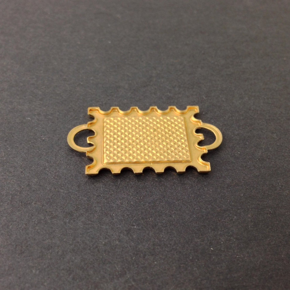 2 Loop Raw Brass Connector Setting Deep Scallop Edge 16x12mm (6) mtl358D
