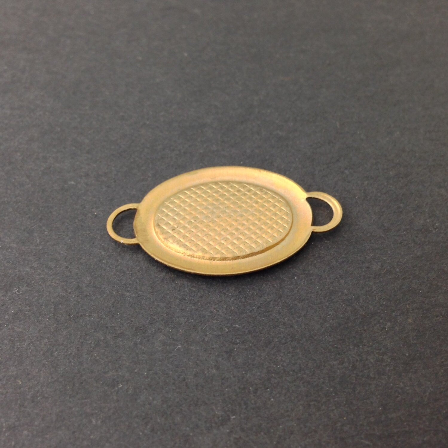 2 Loop Raw Brass Connector Setting Rolled Edge 18x13mm (6) mtl358B