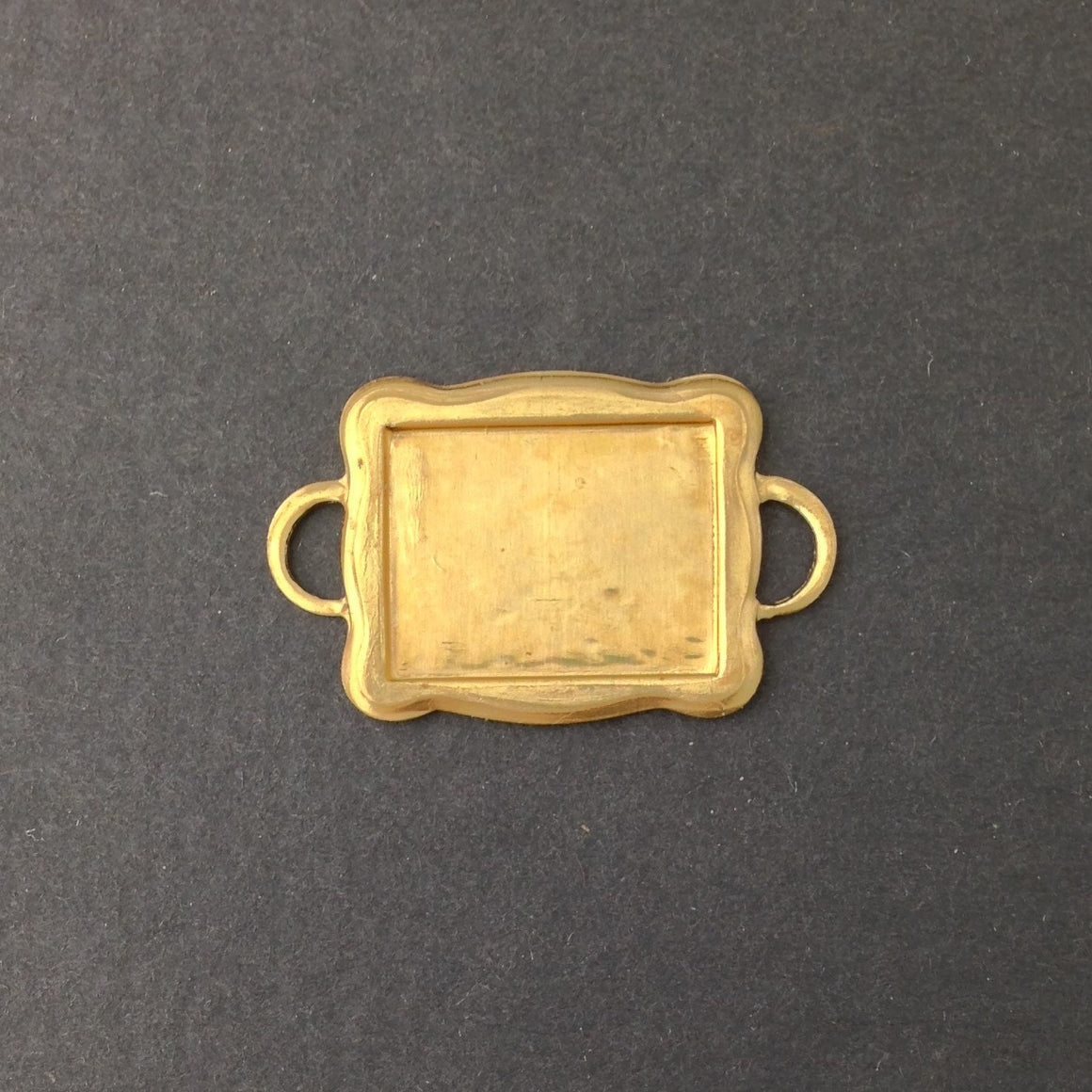 2 Loop Raw Brass Connector Setting Scallop Edge 16x12mm (6) mtl358E