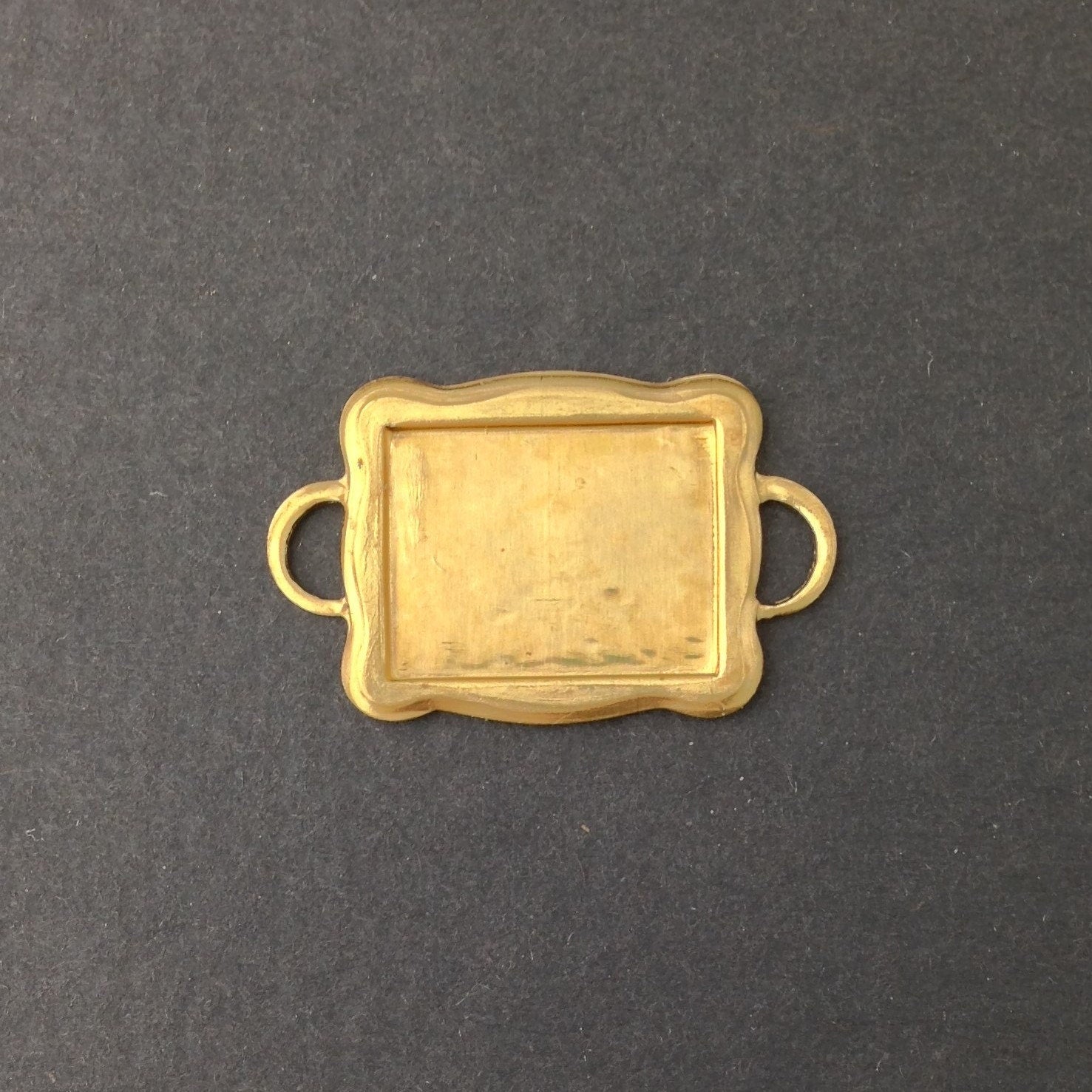 2 Loop Raw Brass Connector Setting Scallop Edge 16x12mm (6) mtl358E