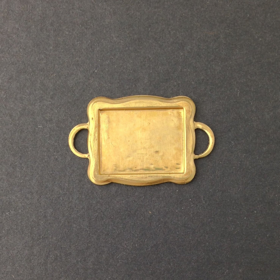 2 Loop Raw Brass Connector Setting Scallop Edge 16x12mm (6) mtl358E
