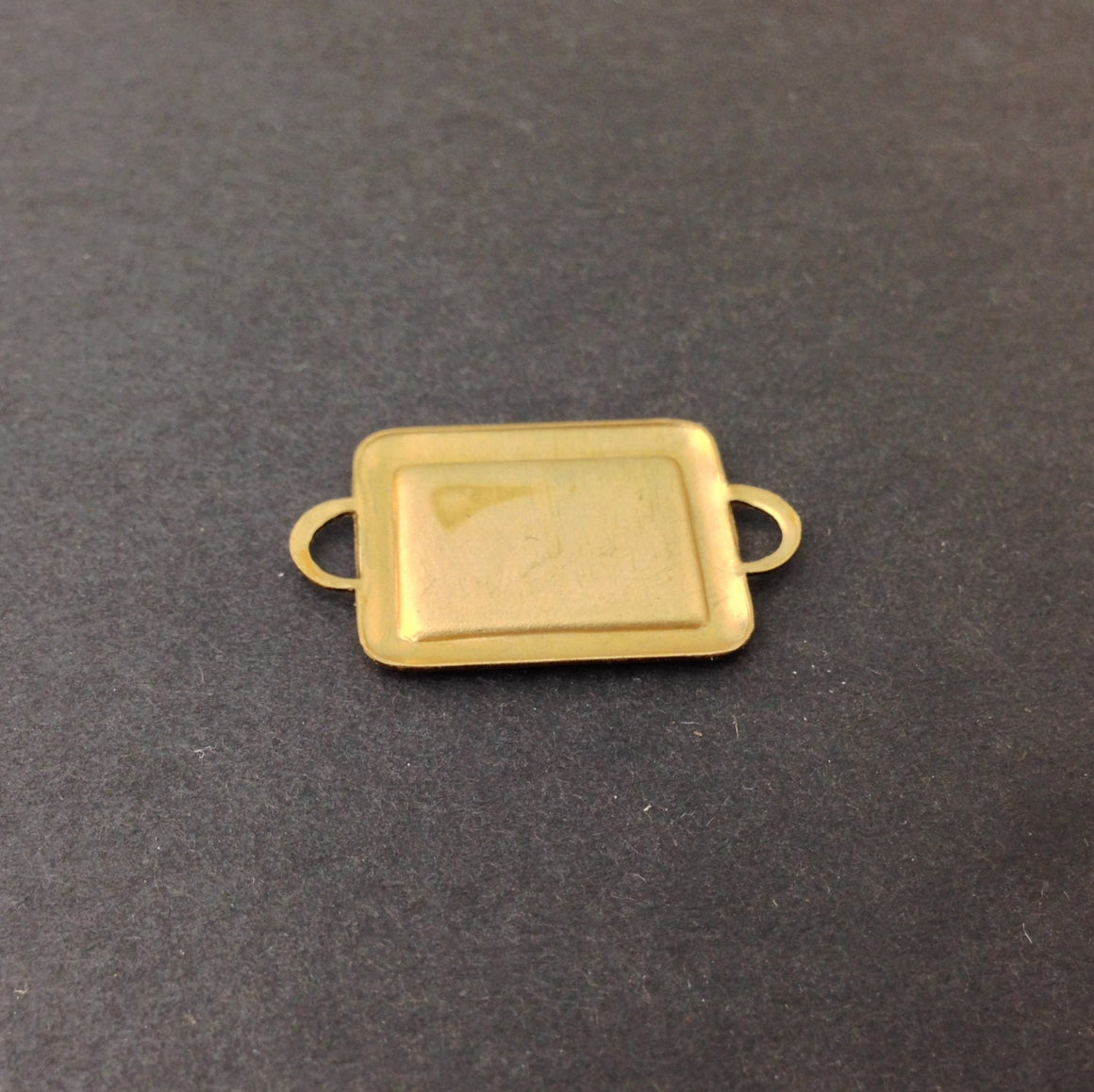 2 Loop Raw Brass Connector Setting Rolled Edge 16x12mm (6) mtl358C