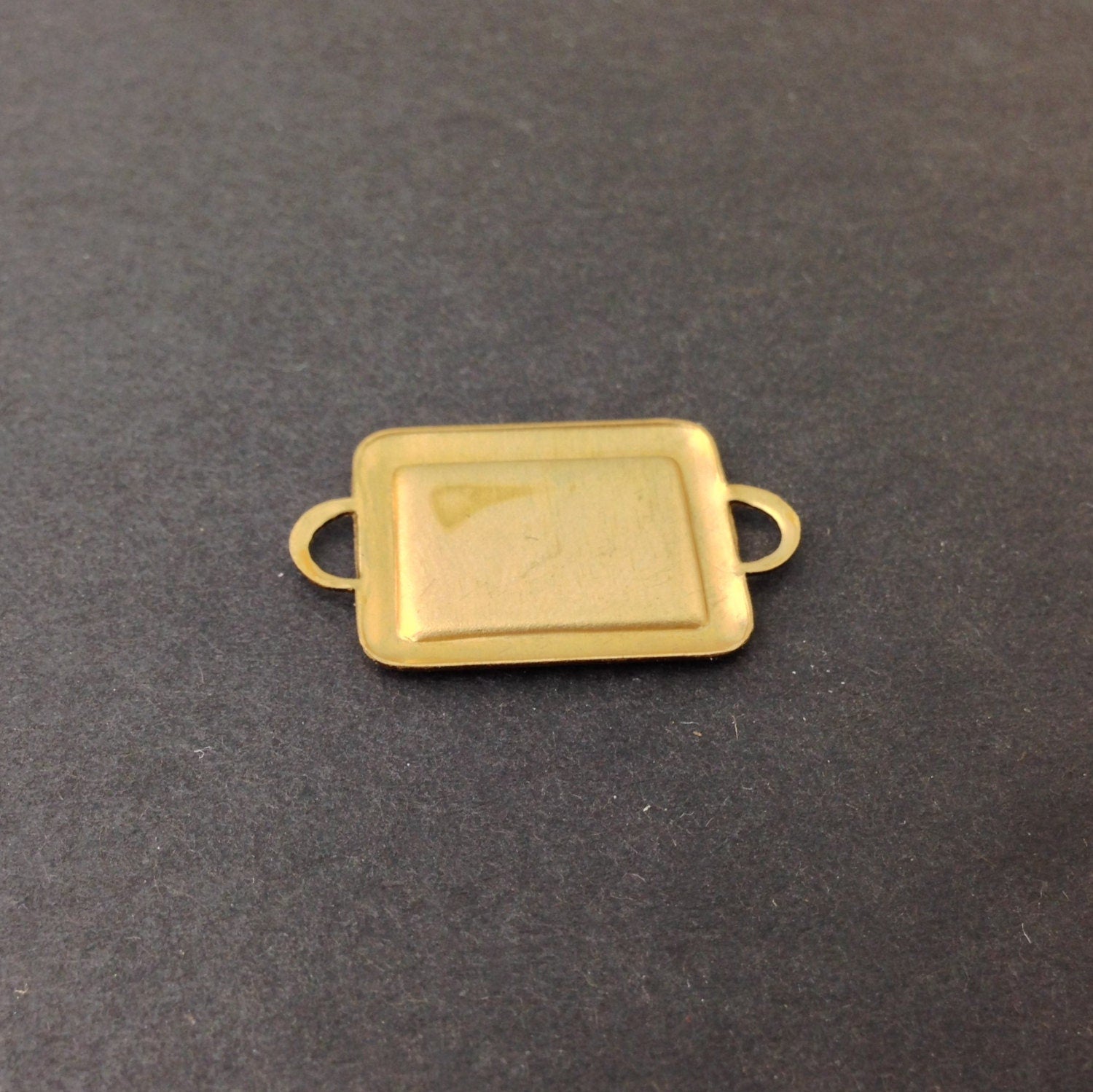 2 Loop Raw Brass Connector Setting Rolled Edge 16x12mm (6) mtl358C