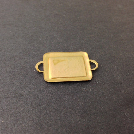 2 Loop Raw Brass Connector Setting Rolled Edge 16x12mm (6) mtl358C