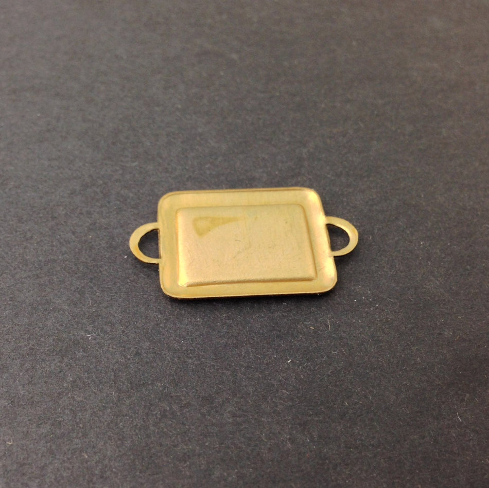 2 Loop Raw Brass Connector Setting Rolled Edge 16x12mm (6) mtl358C