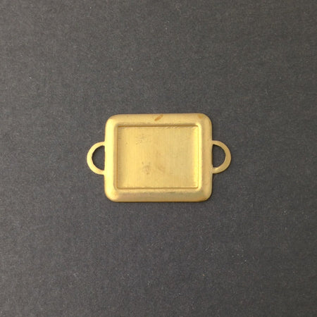 2 Loop Raw Brass Connector Setting Rolled Edge 16x12mm (6) mtl358C