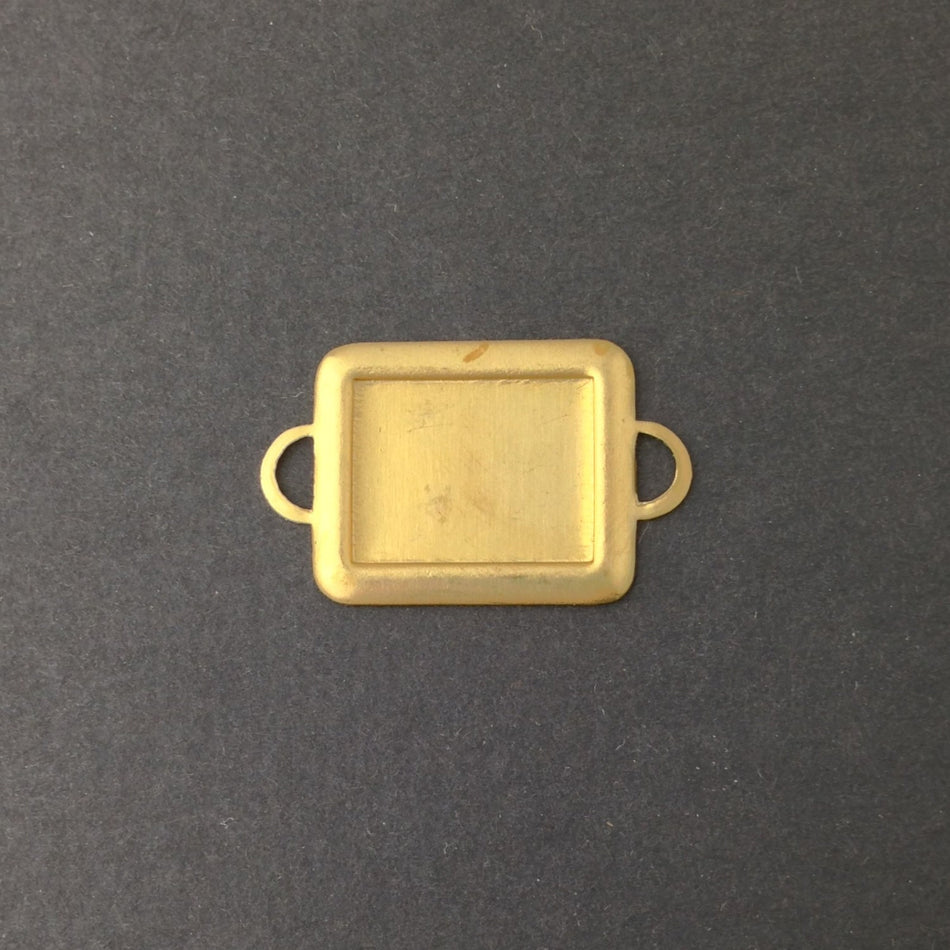 2 Loop Raw Brass Connector Setting Rolled Edge 16x12mm (6) mtl358C