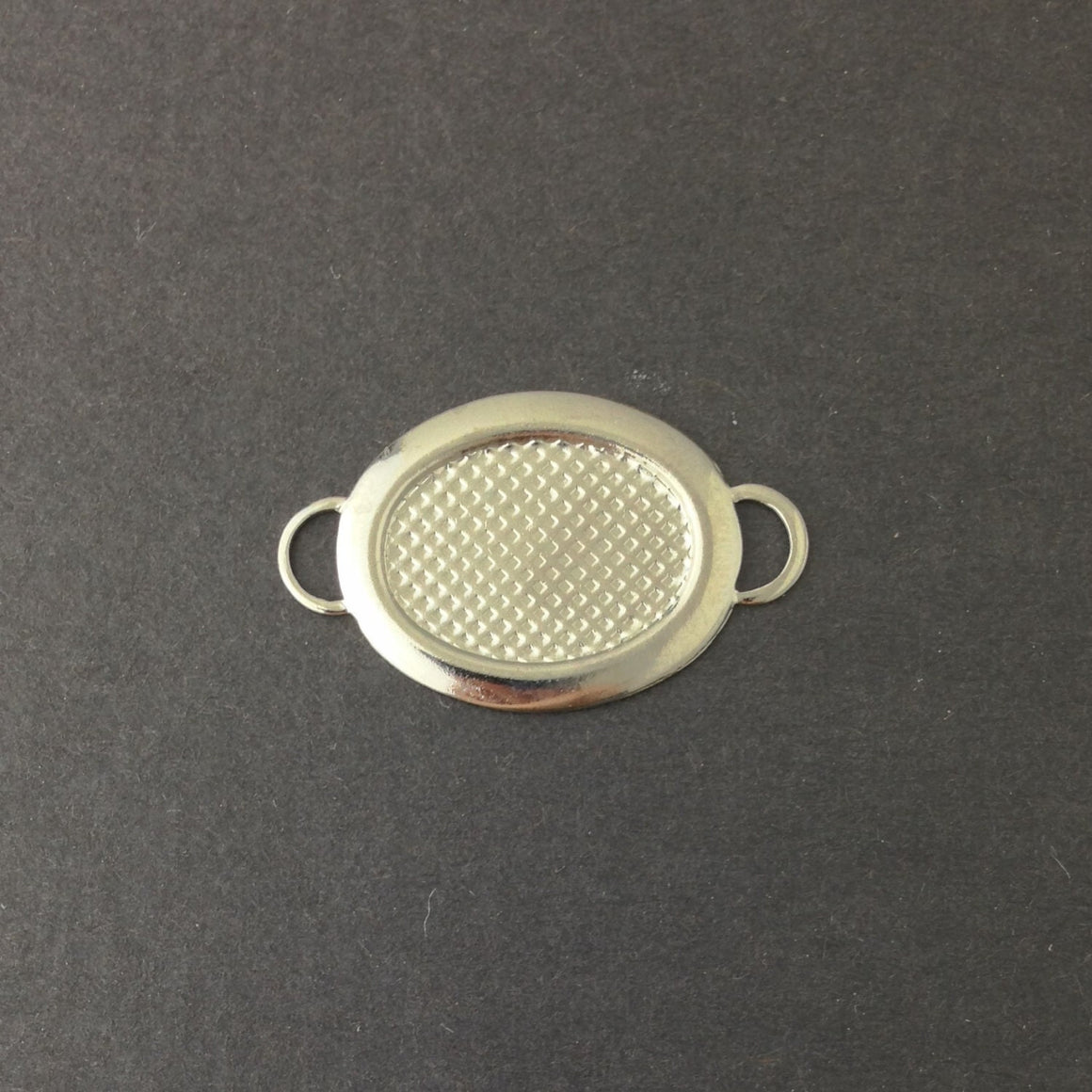 2 Loop Silver Plated Connector Setting Rolled Edge 18x13mm (6) mtl358H