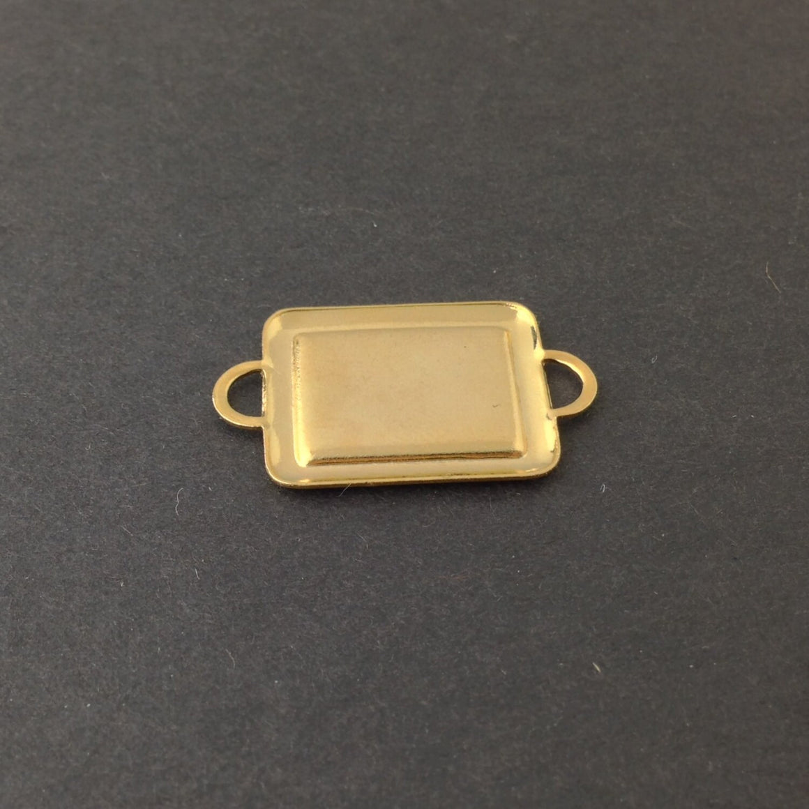 2 Loop Gold Plated Connector Setting Rolled Edge 16x12mm (6) mtl358T