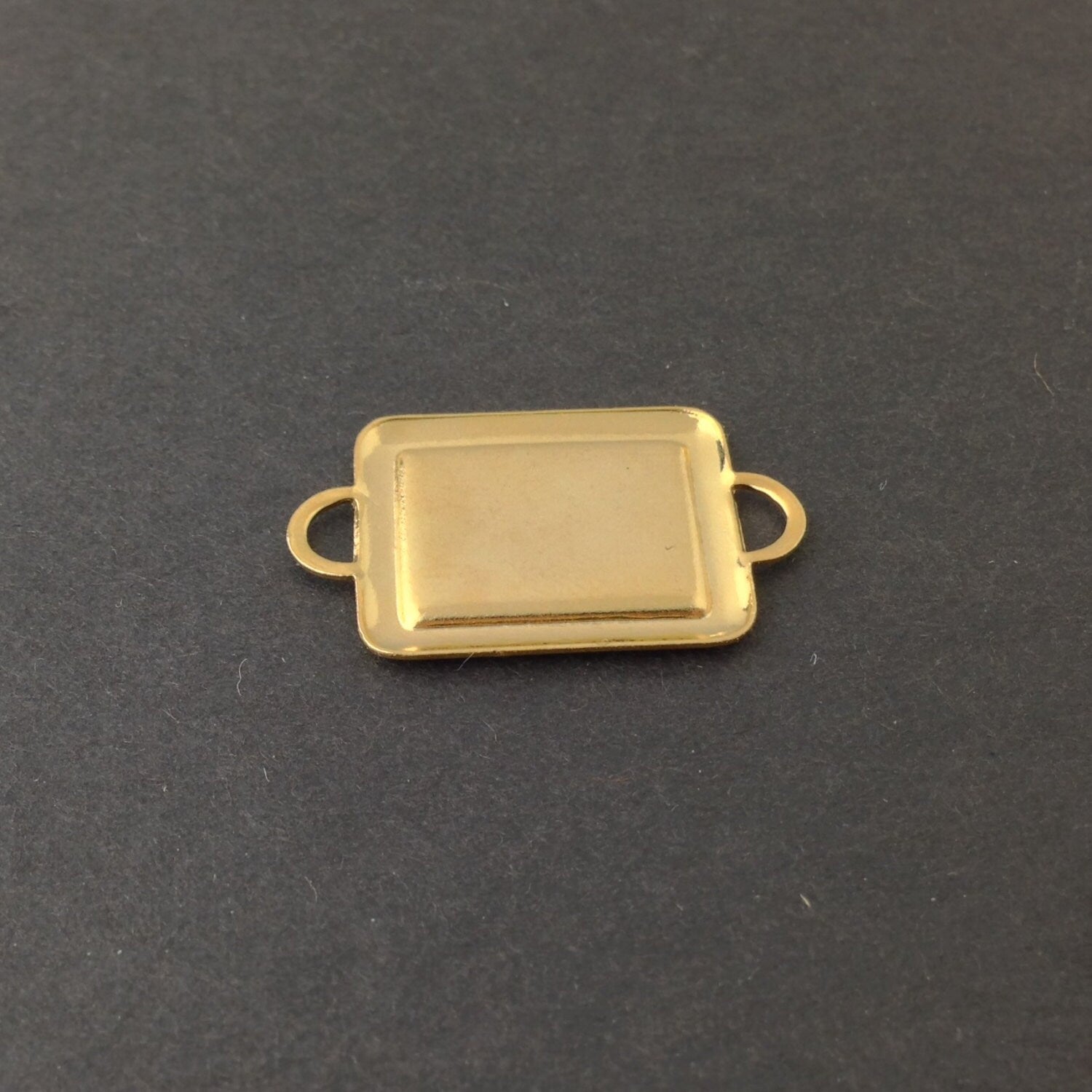 2 Loop Gold Plated Connector Setting Rolled Edge 16x12mm (6) mtl358T