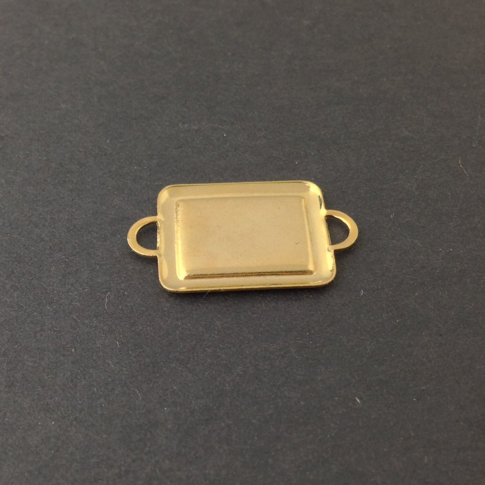 2 Loop Gold Plated Connector Setting Rolled Edge 16x12mm (6) mtl358T