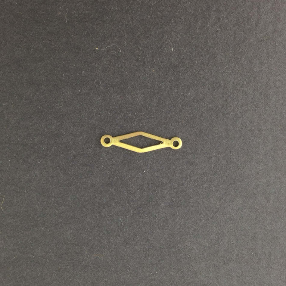 2 Loop Raw Brass Open Diamond Connector Drops (15) mtl359F