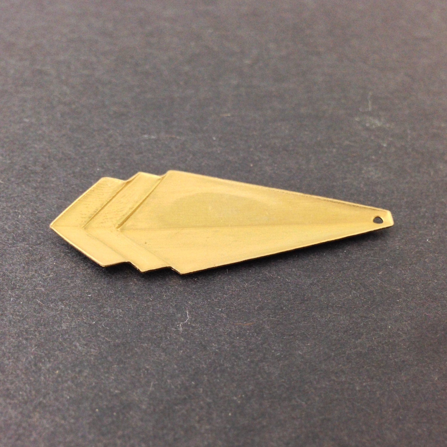 Raw Brass Layered Triangle Pendant Drop 45x17mm (4) mtl065H