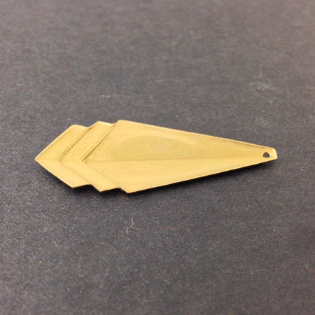 Raw Brass Layered Triangle Pendant Drop 45x17mm (4) mtl065H