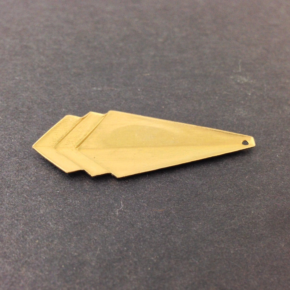 Raw Brass Layered Triangle Pendant Drop 45x17mm (4) mtl065H