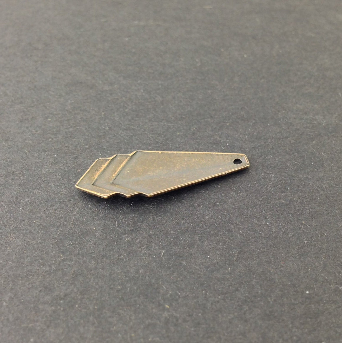Brass Ox Layered Triangle Pendant Charm Drop SM (6) mtl065M