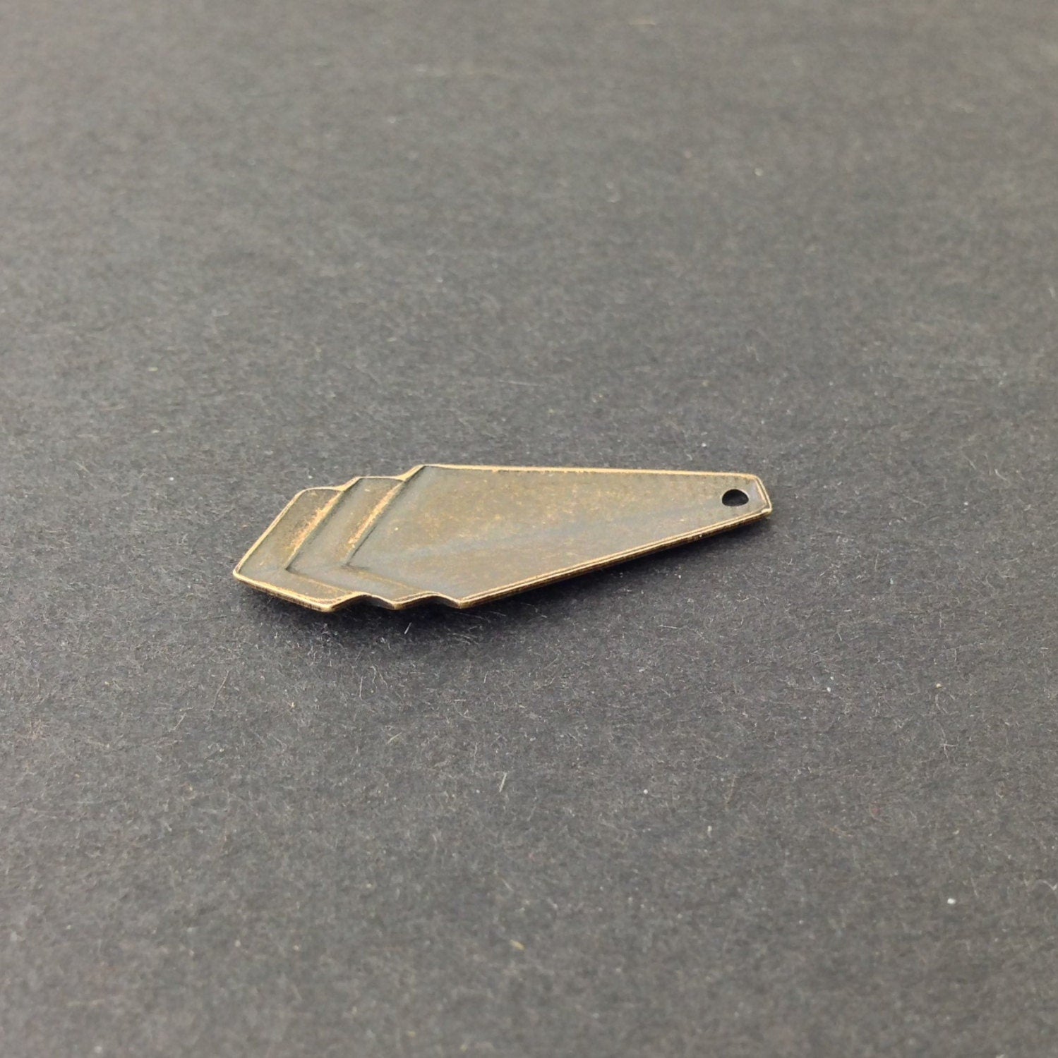 Brass Ox Layered Triangle Pendant Charm Drop SM (6) mtl065M
