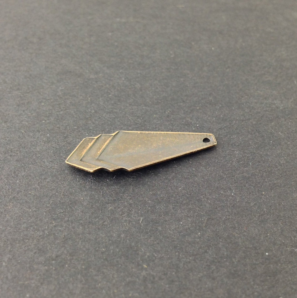 Brass Ox Layered Triangle Pendant Charm Drop SM (6) mtl065M