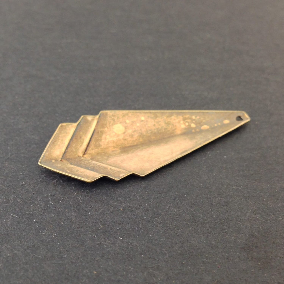 Brass Ox Plated Layered Triangle Pendant Charm Drop LG (4) mtl065N