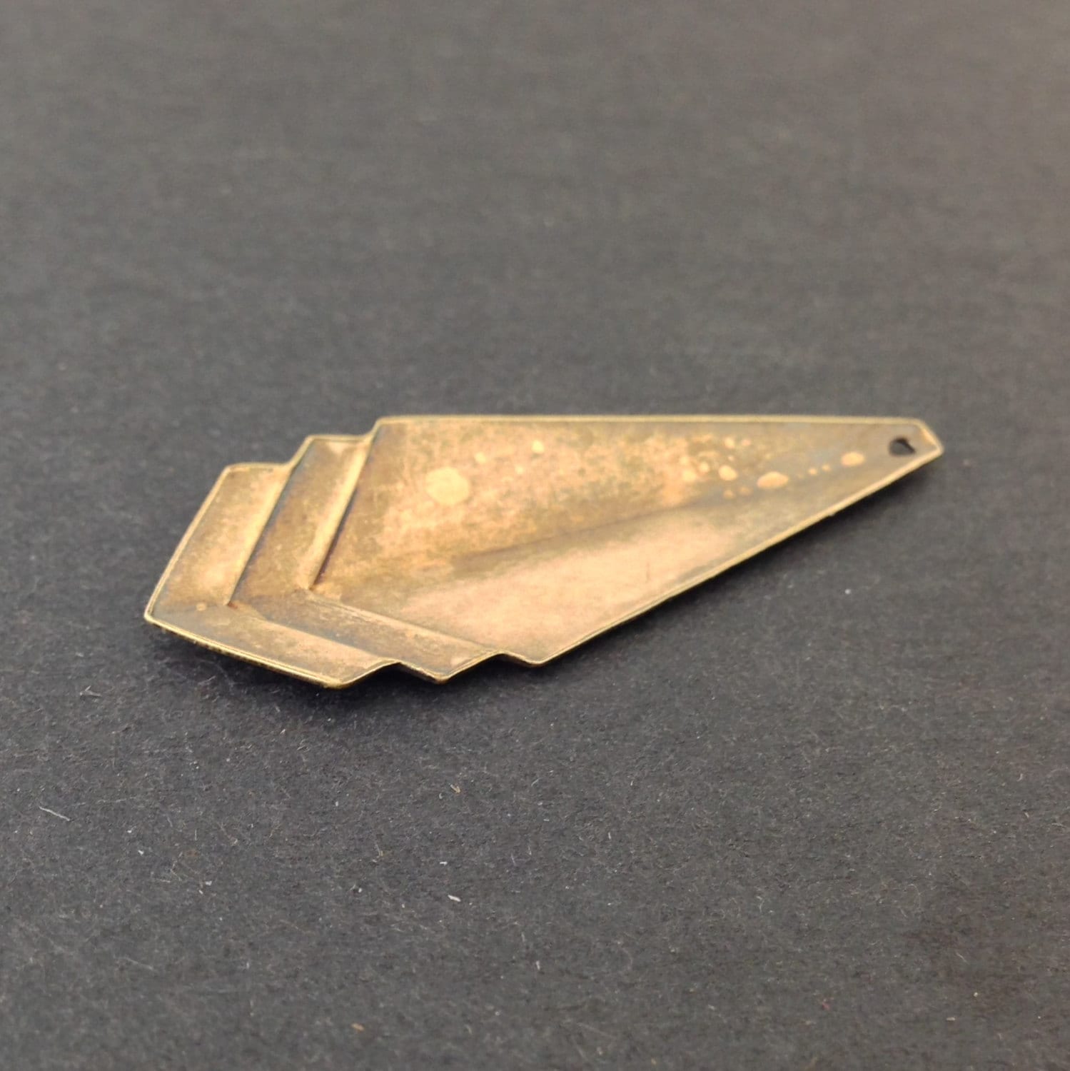 Brass Ox Plated Layered Triangle Pendant Charm Drop LG (4) mtl065N