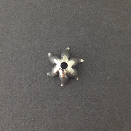 Silver Plated 6 Petal Flower Bead Cap (8) mtl071A