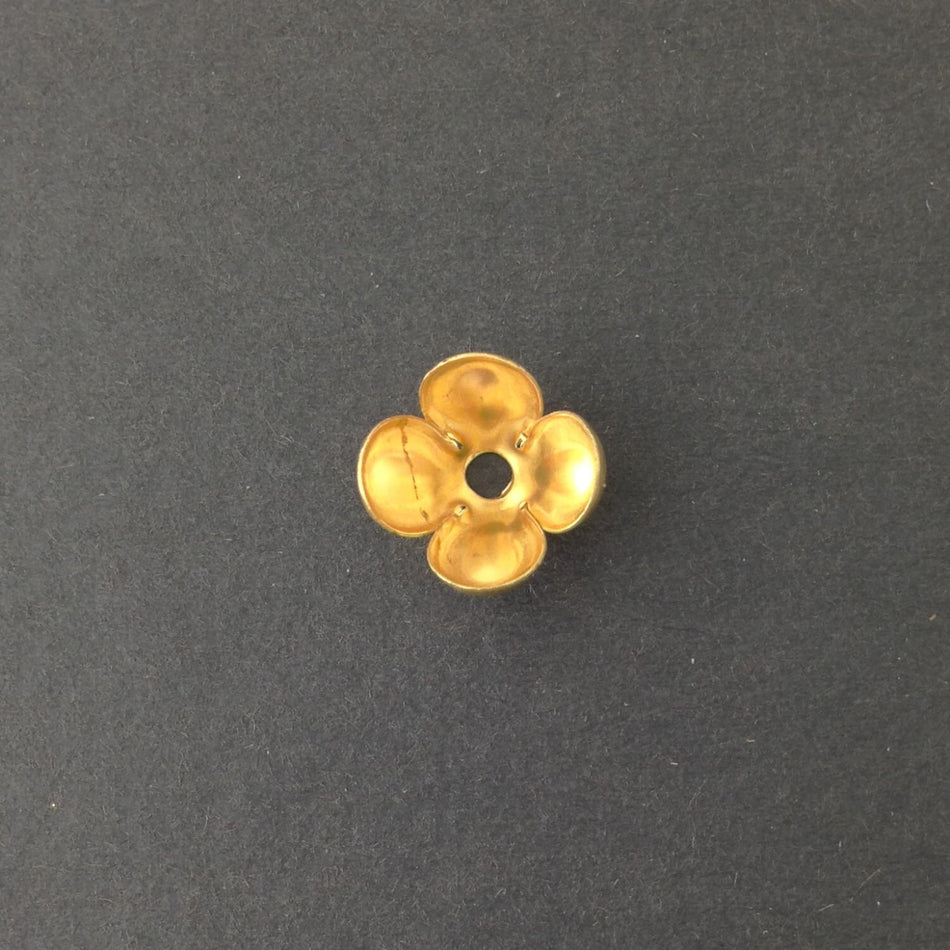 Raw Brass Rounded 4 Petal Bead Cap 12mm (8) mtl072C